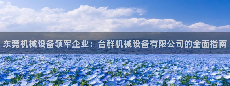 杏盛平台主管：东莞机械设备领军企业：台群机械设备有限公司的全面指南