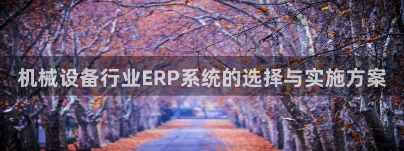 杏盛平台开户：机械设备行业ERP系统的选择与实施方案